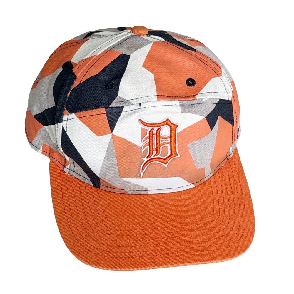 Detroit Tigers 47 Brand Geometric Camo Canvas Trucker Hat Camouflage Adjustable